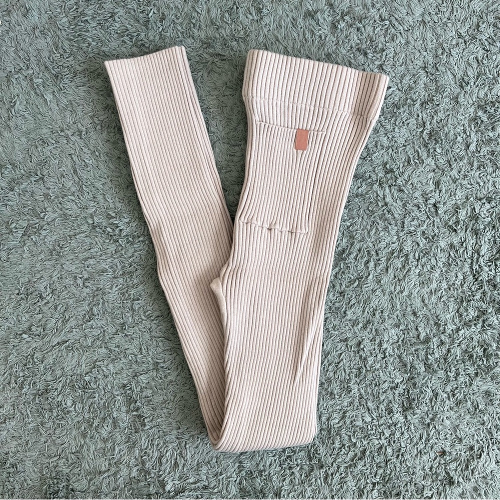 Lunya cozy cotton silk ribbed leggings in cream S - Picture 4 of 5